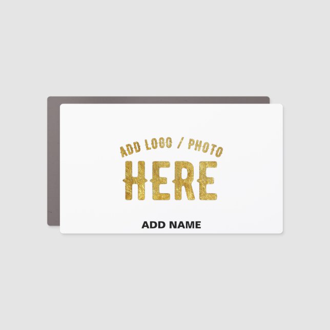 STYLISH MODERN CUSTOMIZABLE WHITE VERIFIED BRANDED CAR MAGNET (Front)