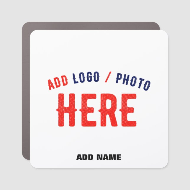 STYLISH MODERN CUSTOMIZABLE WHITE VERIFIED BRANDED CAR MAGNET (Front)