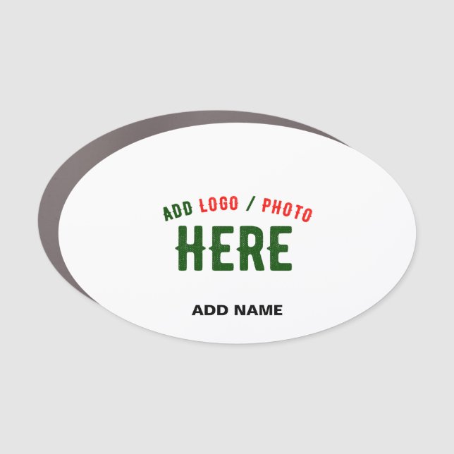STYLISH MODERN CUSTOMIZABLE WHITE VERIFIED BRANDED CAR MAGNET (Front)