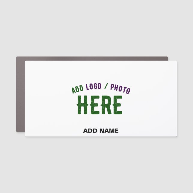 STYLISH MODERN CUSTOMIZABLE WHITE VERIFIED BRANDED CAR MAGNET (Front)