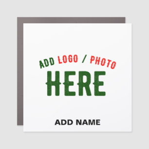 STYLISH MODERN CUSTOMIZABLE WHITE VERIFIED BRANDED CAR MAGNET