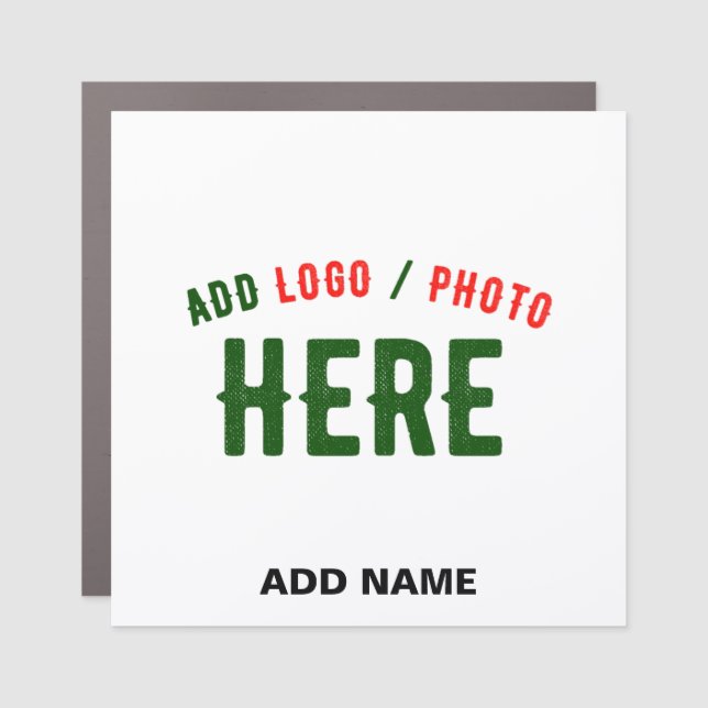 STYLISH MODERN CUSTOMIZABLE WHITE VERIFIED BRANDED CAR MAGNET (Front)