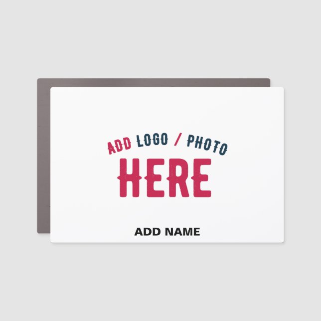 STYLISH MODERN CUSTOMIZABLE WHITE VERIFIED BRANDED CAR MAGNET (Front)