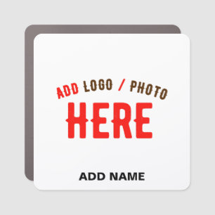 STYLISH MODERN CUSTOMIZABLE WHITE VERIFIED BRANDED CAR MAGNET