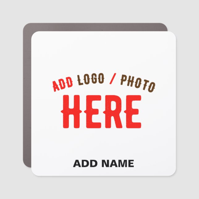 STYLISH MODERN CUSTOMIZABLE WHITE VERIFIED BRANDED CAR MAGNET (Front)