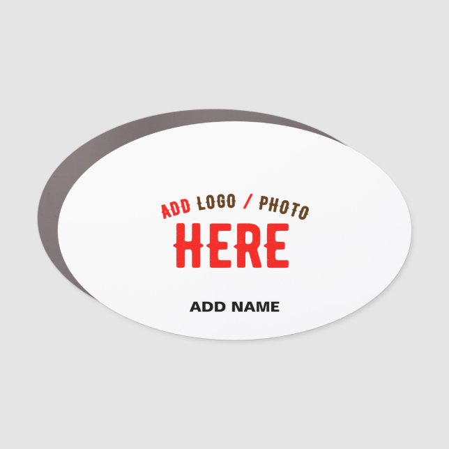 STYLISH MODERN CUSTOMIZABLE WHITE VERIFIED BRANDED CAR MAGNET (Front)