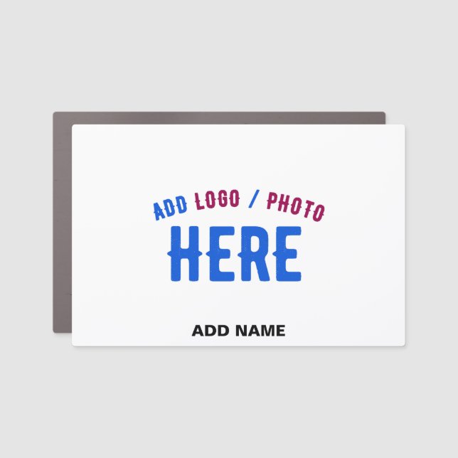 STYLISH MODERN CUSTOMIZABLE WHITE VERIFIED BRANDED CAR MAGNET (Front)