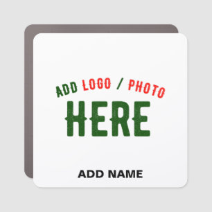 STYLISH MODERN CUSTOMIZABLE WHITE VERIFIED BRANDED CAR MAGNET