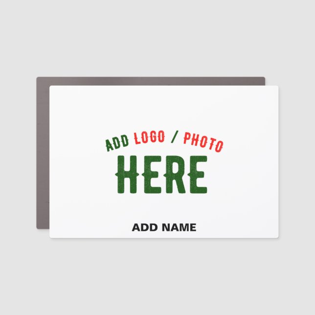 STYLISH MODERN CUSTOMIZABLE WHITE VERIFIED BRANDED CAR MAGNET (Front)