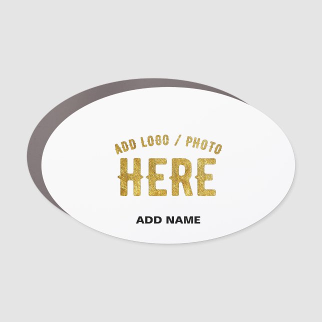STYLISH MODERN CUSTOMIZABLE WHITE VERIFIED BRANDED CAR MAGNET (Front)
