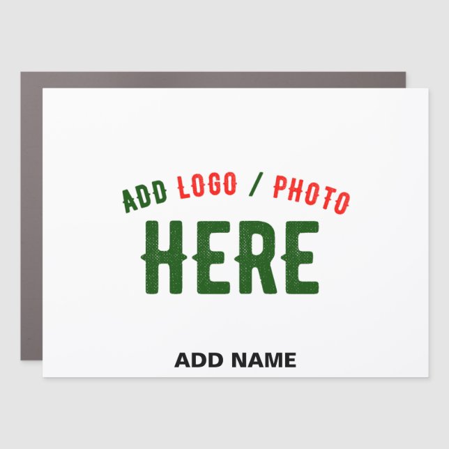 STYLISH MODERN CUSTOMIZABLE WHITE VERIFIED BRANDED CAR MAGNET (Front)
