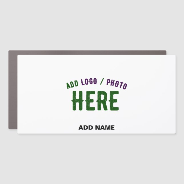 STYLISH MODERN CUSTOMIZABLE WHITE VERIFIED BRANDED CAR MAGNET (Front)