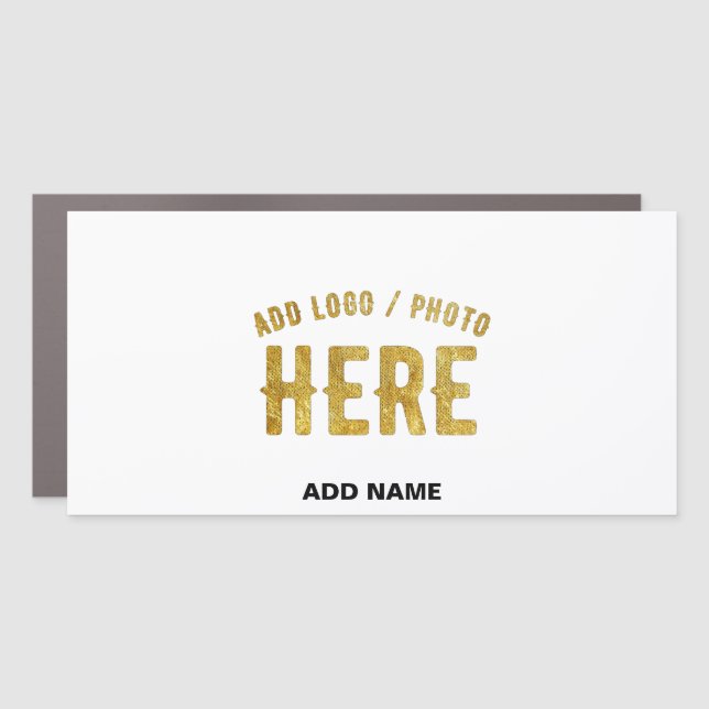 STYLISH MODERN CUSTOMIZABLE WHITE VERIFIED BRANDED CAR MAGNET (Front)