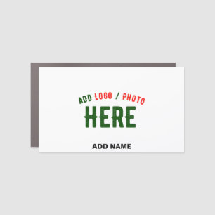 STYLISH MODERN CUSTOMIZABLE WHITE VERIFIED BRANDED CAR MAGNET