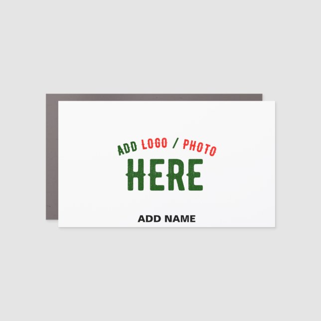 STYLISH MODERN CUSTOMIZABLE WHITE VERIFIED BRANDED CAR MAGNET (Front)