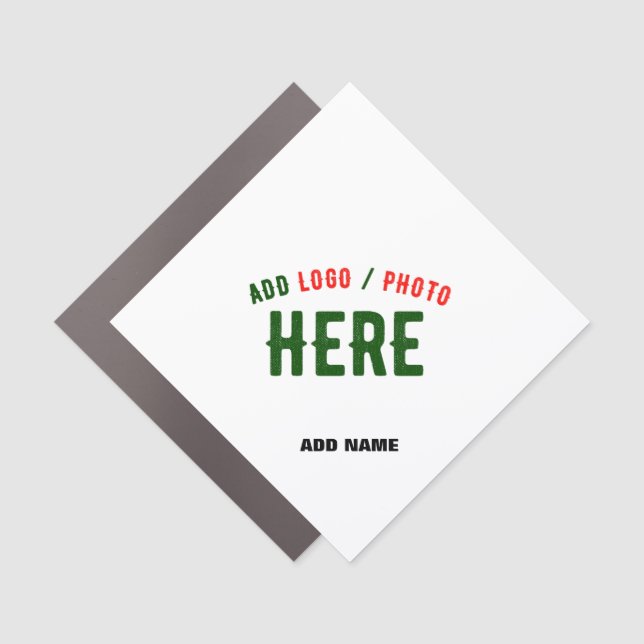 STYLISH MODERN CUSTOMIZABLE WHITE VERIFIED BRANDED CAR MAGNET (Front)