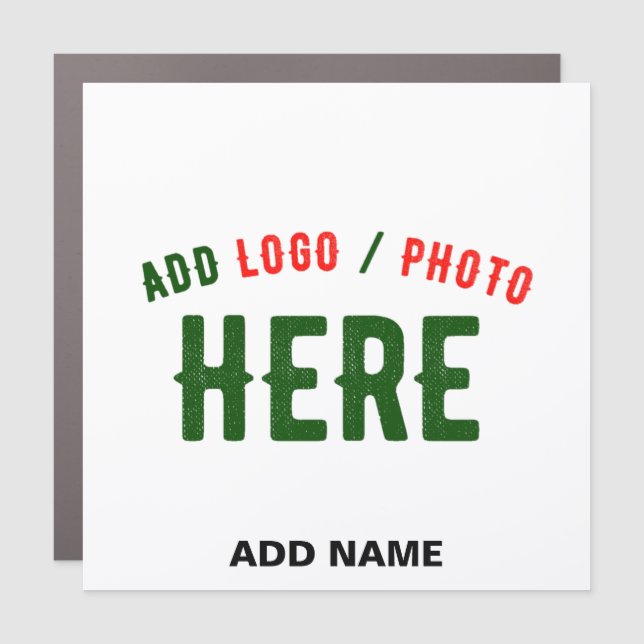 STYLISH MODERN CUSTOMIZABLE WHITE VERIFIED BRANDED CAR MAGNET (Front)