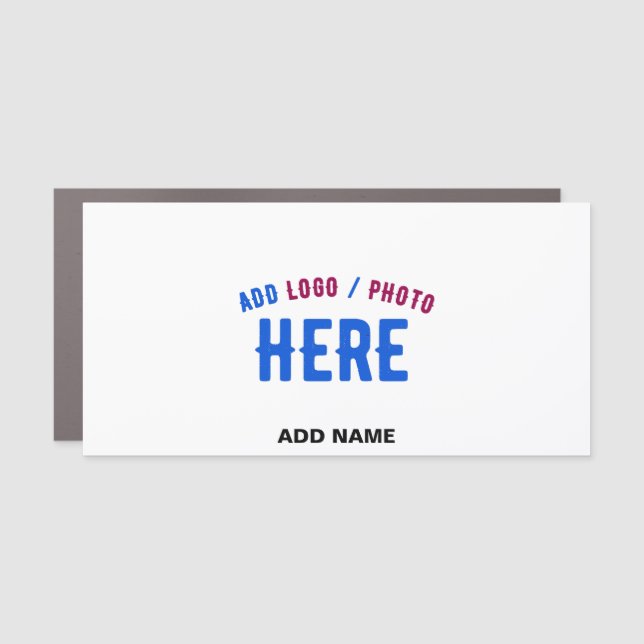 STYLISH MODERN CUSTOMIZABLE WHITE VERIFIED BRANDED CAR MAGNET (Front)