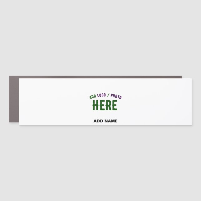 STYLISH MODERN CUSTOMIZABLE WHITE VERIFIED BRANDED CAR MAGNET (Front)