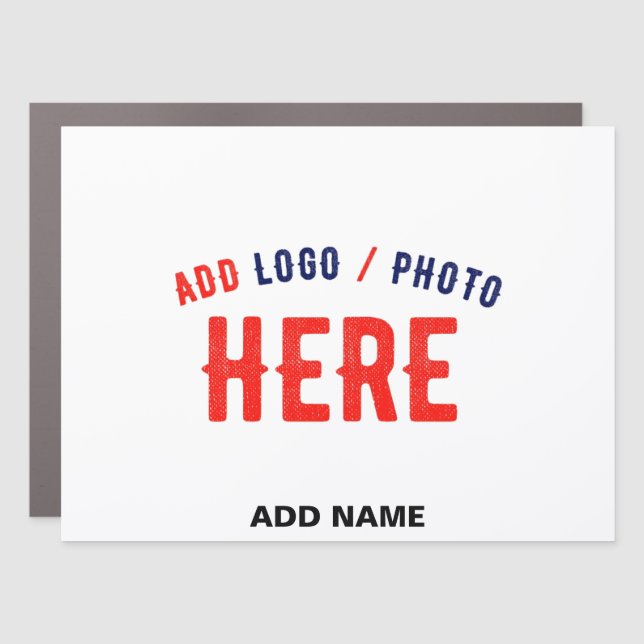 STYLISH MODERN CUSTOMIZABLE WHITE VERIFIED BRANDED CAR MAGNET (Front)