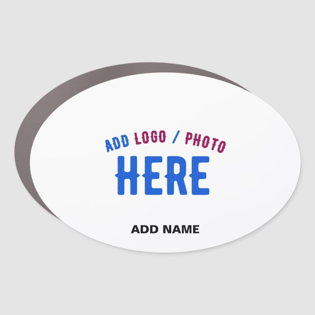 STYLISH MODERN CUSTOMIZABLE WHITE VERIFIED BRANDED CAR MAGNET (Front)