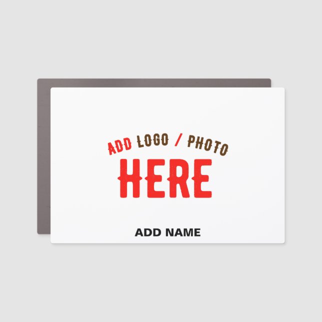 STYLISH MODERN CUSTOMIZABLE WHITE VERIFIED BRANDED CAR MAGNET (Front)