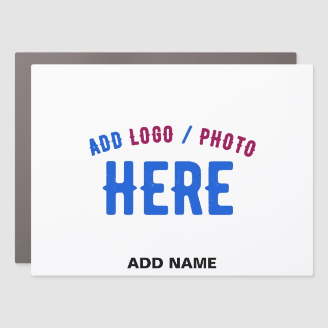 STYLISH MODERN CUSTOMIZABLE WHITE VERIFIED BRANDED CAR MAGNET (Front)