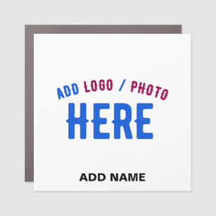 STYLISH MODERN CUSTOMIZABLE WHITE VERIFIED BRANDED CAR MAGNET