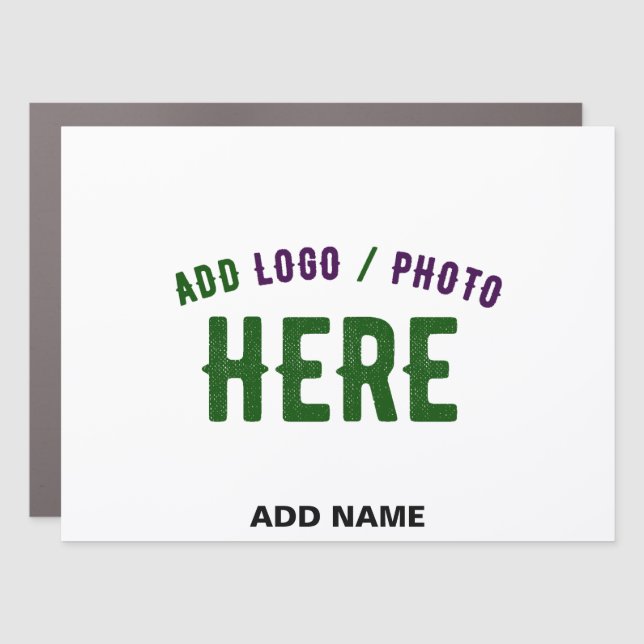 STYLISH MODERN CUSTOMIZABLE WHITE VERIFIED BRANDED CAR MAGNET (Front)