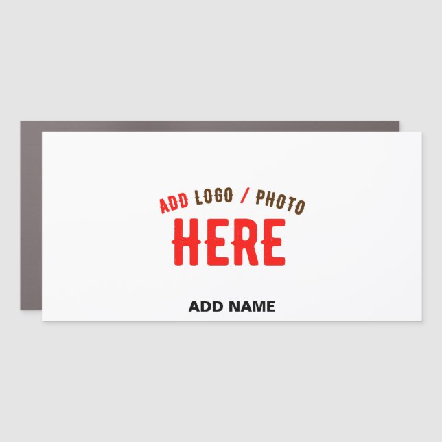 STYLISH MODERN CUSTOMIZABLE WHITE VERIFIED BRANDED CAR MAGNET (Front)