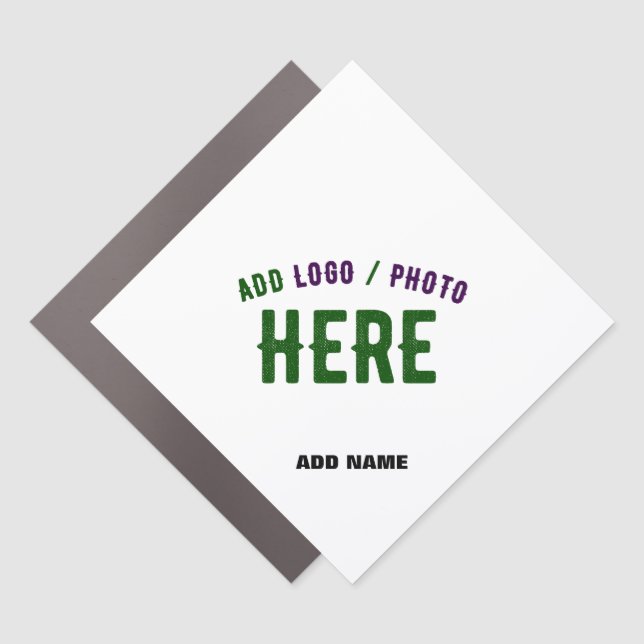 STYLISH MODERN CUSTOMIZABLE WHITE VERIFIED BRANDED CAR MAGNET (Front)