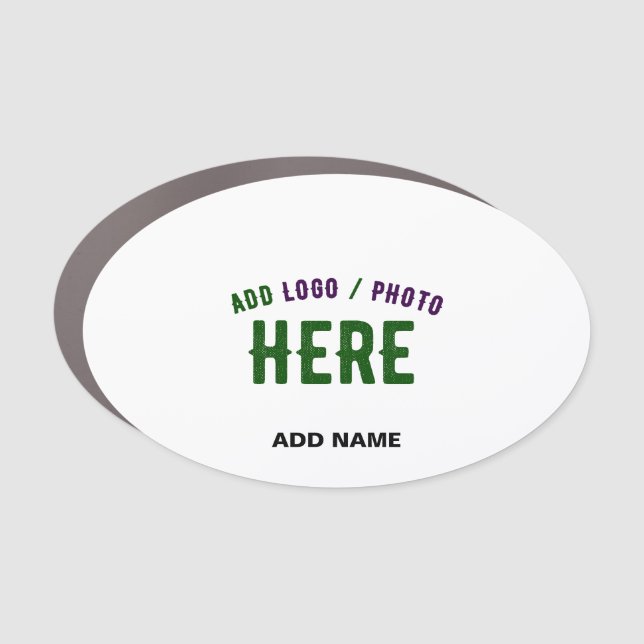 STYLISH MODERN CUSTOMIZABLE WHITE VERIFIED BRANDED CAR MAGNET (Front)