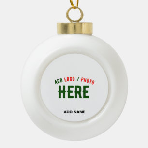 STYLISH MODERN CUSTOMIZABLE WHITE VERIFIED BRANDED CERAMIC BALL CHRISTMAS ORNAMENT