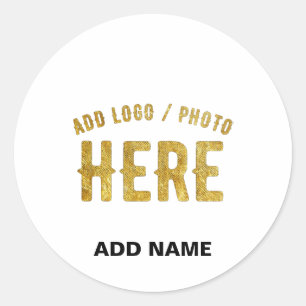 STYLISH MODERN CUSTOMIZABLE WHITE VERIFIED BRANDED CLASSIC ROUND STICKER