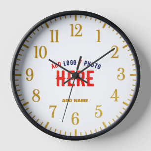 STYLISH MODERN CUSTOMIZABLE WHITE VERIFIED BRANDED CLOCK