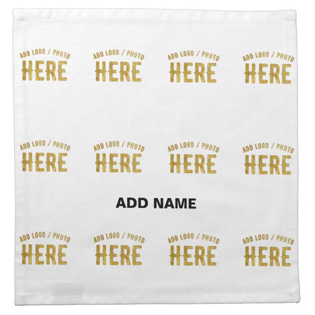 STYLISH MODERN CUSTOMIZABLE WHITE VERIFIED BRANDED CLOTH NAPKIN (Front)
