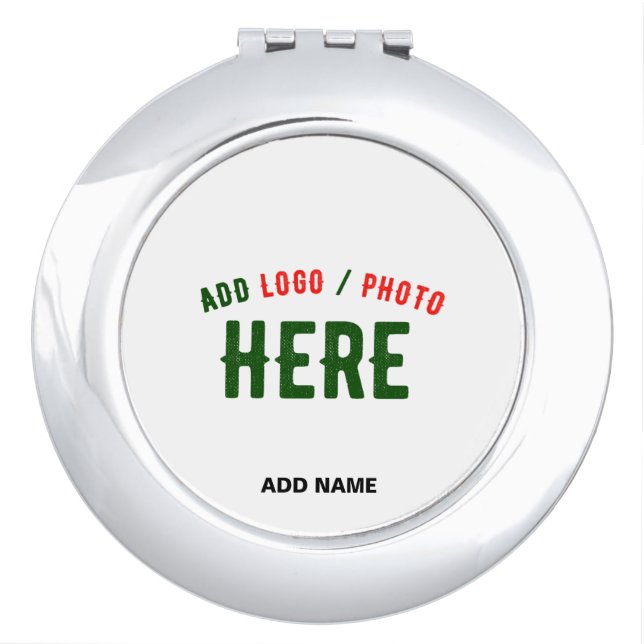 STYLISH MODERN CUSTOMIZABLE WHITE VERIFIED BRANDED COMPACT MIRROR (Front)
