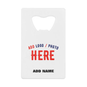 STYLISH MODERN CUSTOMIZABLE WHITE VERIFIED BRANDED CREDIT CARD BOTTLE OPENER