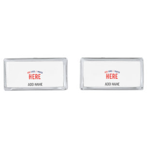 STYLISH MODERN CUSTOMIZABLE WHITE VERIFIED BRANDED CUFFLINKS