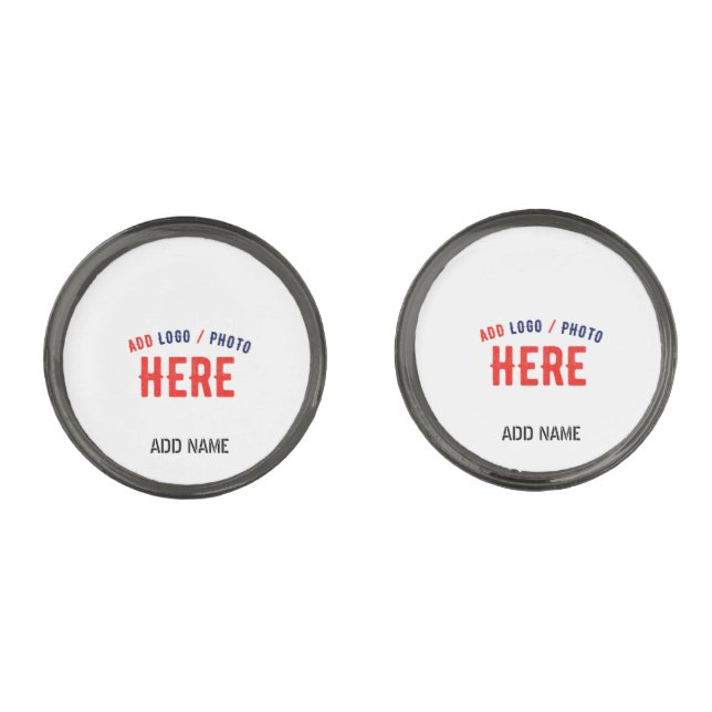 STYLISH MODERN CUSTOMIZABLE WHITE VERIFIED BRANDED CUFFLINKS (Front)