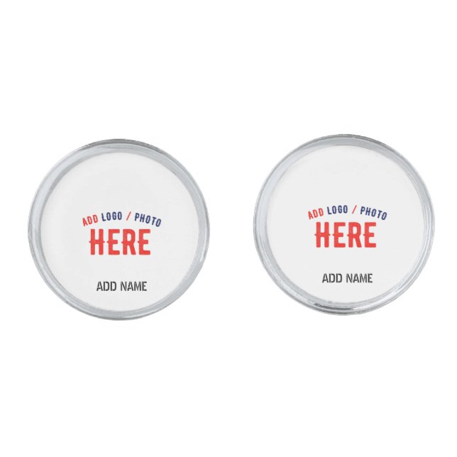 STYLISH MODERN CUSTOMIZABLE WHITE VERIFIED BRANDED CUFFLINKS (Front)