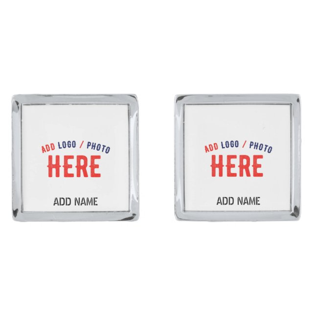 STYLISH MODERN CUSTOMIZABLE WHITE VERIFIED BRANDED CUFFLINKS (Front)