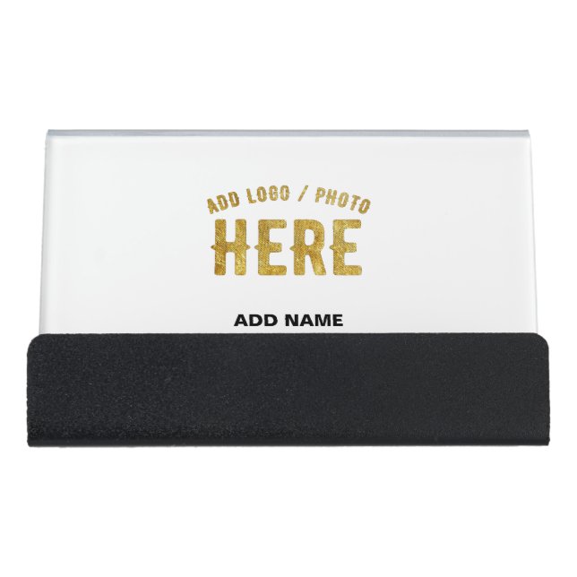 STYLISH MODERN CUSTOMIZABLE WHITE VERIFIED BRANDED DESK BUSINESS CARD HOLDER (Front)