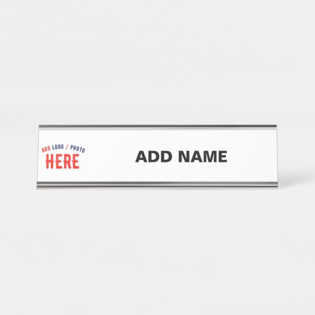 STYLISH MODERN CUSTOMIZABLE WHITE VERIFIED BRANDED DESK NAME PLATE (Front)
