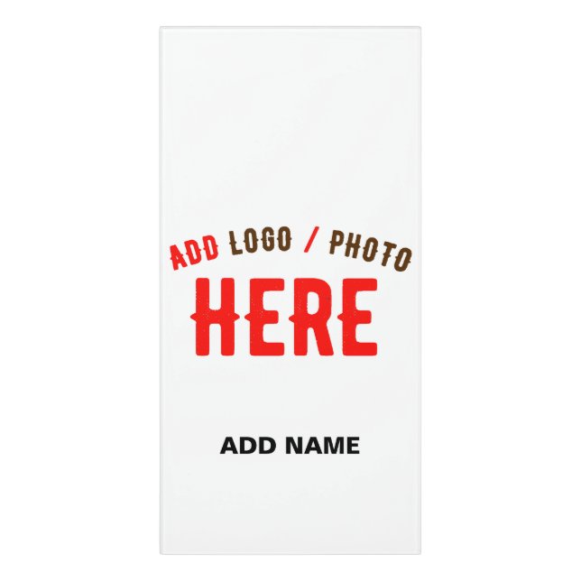 STYLISH MODERN CUSTOMIZABLE WHITE VERIFIED BRANDED DOOR SIGN (Classic Front Vert)