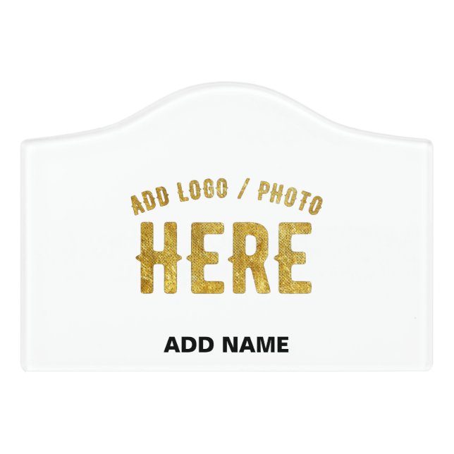 STYLISH MODERN CUSTOMIZABLE WHITE VERIFIED BRANDED DOOR SIGN (Small Crest Front)