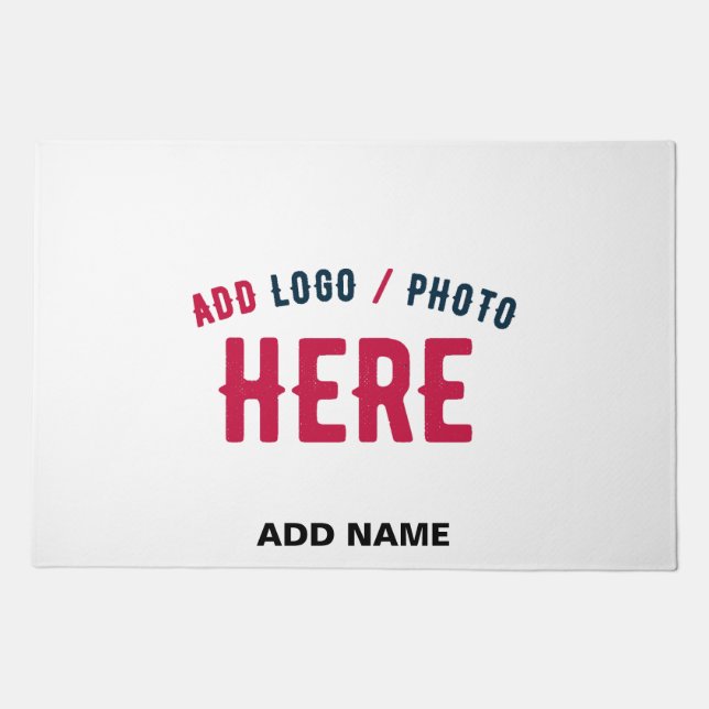 STYLISH MODERN CUSTOMIZABLE WHITE VERIFIED BRANDED DOORMAT (Front)