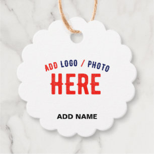 STYLISH MODERN CUSTOMIZABLE WHITE VERIFIED BRANDED FAVOR TAGS