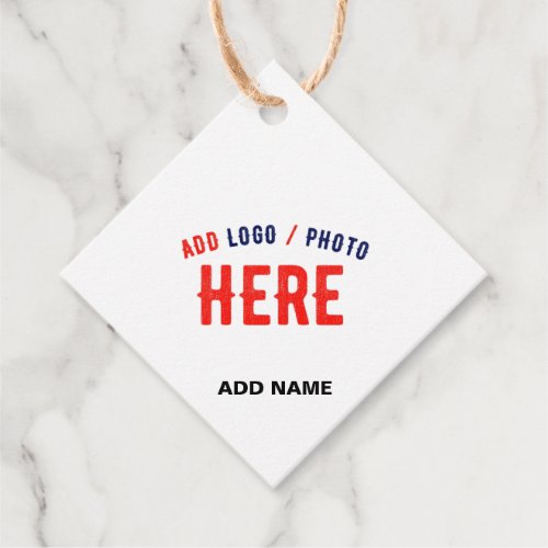 STYLISH MODERN CUSTOMIZABLE WHITE VERIFIED BRANDED FAVOR TAGS