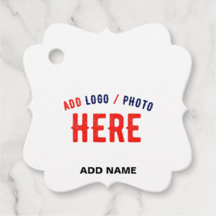 STYLISH MODERN CUSTOMIZABLE WHITE VERIFIED BRANDED FAVOR TAGS